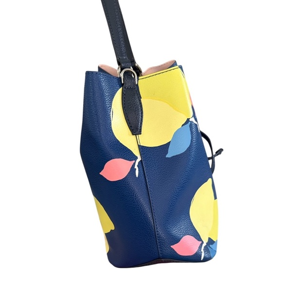 Kate Spade Blue Multi lemon Zest large Saffiano double faced leather Bucket Bag - Picture 5 of 7
